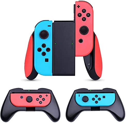 Heystop Grip Compatível com Nintendo Switch Joy Grip Atualizou versão, 3 pacote de pacote de gamera resistente ao controlador de jogo Kit para Nintendo Switch Joy Con Red