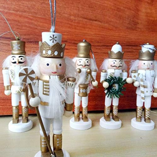 Toyandona 6 peças O enfeites de quebra -nozes de Natal, decorações de sujeiras de nevadores de madeira para figuras de