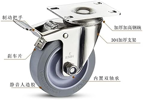 Rodas de rodas de aço inoxidável Koford 304 3 polindetano de poliuretano PU MUTE SEM RUST PARA CUTRAS INDUSTRIAIS 1PCS