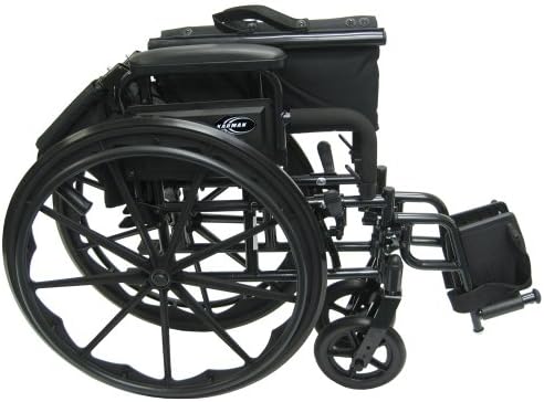 Karman Healthcare 802n-Dy Alumínio Cadeia de Rodas leves com apoios de braços traseiros, apoios para os pés, preto,