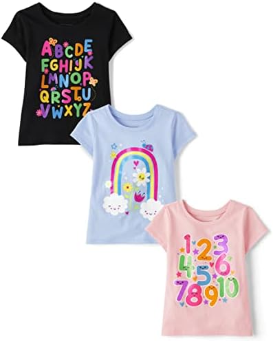 The Children's Place Baby Toddler Girls Manga curta T-shirt gráfica 3-PACK