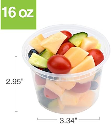 Glotoch 24 pacote 16 oz. Recipientes de armazenamento de alimentos e bebidas plásticos com tampas-microondas, freezer e lavadora