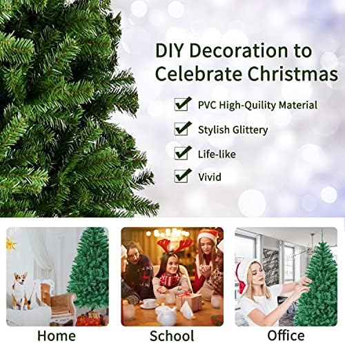 OULONGER de 6 pés premium articulada Mini Árvore de Natal para a mesa, casa, escritório, decoração de férias internas e externas,