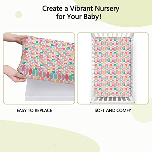 Pastel com tema de mini folhas de berço, lençóis portáteis de mini berço de berço para crianças lençóis de colchão-bebê para menina ou menino, 24 x38, multicolor