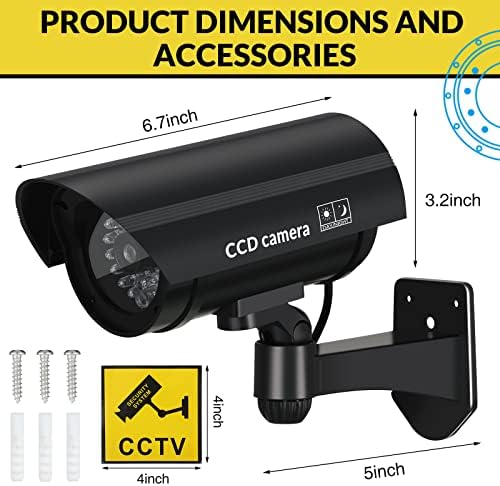8 pcs câmeras falsas câmera de segurança de segurança realista câmera plástica de vídeo falsa câmera de vídeo CCTV Sistema