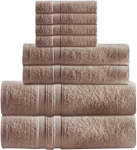 Estilo de vida verde luxuoso 8 peças de algodão puro 600 gsm de toalhas, qualidade premium super macia altamente absorvente- 2 toalhas de banho, 2 toalhas de mão e 4 panos
