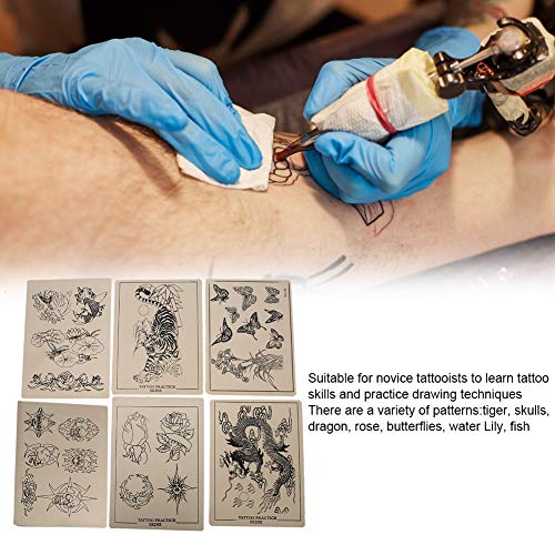 Tatuagem Pratique pele, tatuagem de borracha para prática, pele de silicone com padrão requintado, artistas e suprimentos de