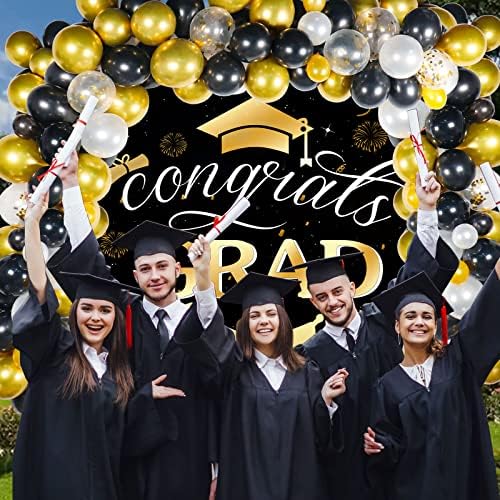 Decorações de festa de graduação 2023, 123pcs Balões de graduação Conjunto +Banner de pano de fundo de 1pcs para a