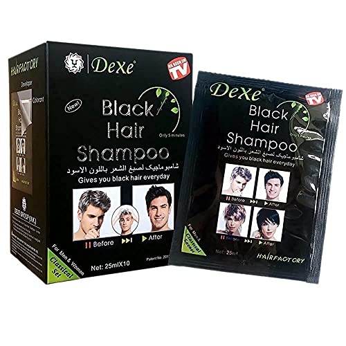 Cabelo preto Shampoo-Dexe Black Hair Shampoo para cabelos naturais, corante de cabelo temporário instantâneo mantém para homens e