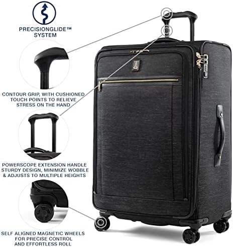 TravelPro Platinum Elite Softside Bagagem expansível, mala de 8 rodas, trava TSA, homens e mulheres, Intriga Black,