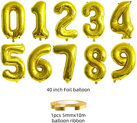 Eshilp 40 polegadas Número de balão Balão Número de balão 32 Balão gigante Jumbo Número 32 Balão para 32º aniversário de decoração de festa Celebração de formatura, Balão de Gold 32 Número