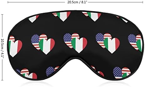 Itália American Heart Flag da máscara de sono O olho noturno para homens bloqueia a luz para viagens de avião na sonda ajustável