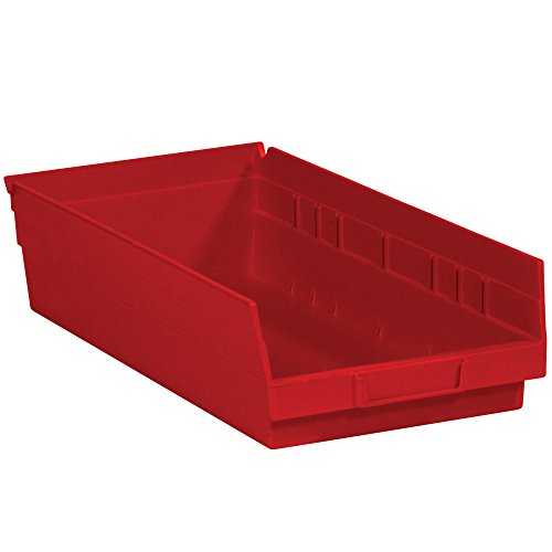 Pacote superior de matilha de caixas de prateleira plástica, 17 7/8 x 8 3/8 x 4 , vermelho