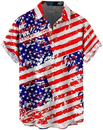 BMISEGM Summer Men Shirt Mens Independence Day Bandal 3D Impressão digital Botão de lapela de moda personalizada t pacote de t de