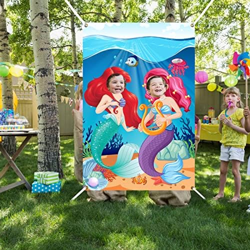 Meltelot Cartoon Mermaid Banner, 5x3 pés sob o mar Sereia Birthday Party Photography Beddrop adereços para meninas Princesa,