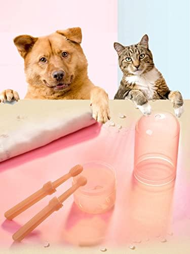 Qwinee 2pcs escova de dentes de estimação sólida com caixa de armazenamento conjunto de cuidados odontológicos dentes de gato de dentes de gato limpeza multicolor