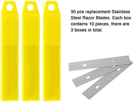 Lâminas de raspador de 4 , 30 PCs Substituição de lâminas de aço inoxidável para remover decalques, adesivos, vinils adesivos de papel de parede, etc.