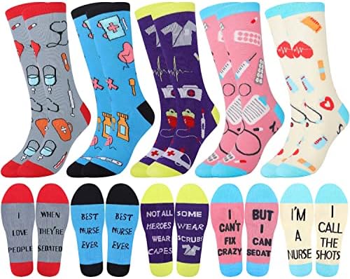 Jeasona Nurse Gifts for Women Gifts For Enfermes Funny Fun Fun Socks Women