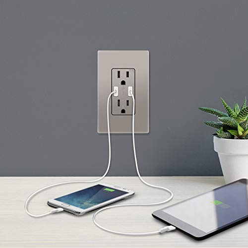 TopGreener High Speed ​​Usb Wall Outlet, receptáculos resistentes a adulteração de 15A, compatíveis com iPhone, Samsung Galaxy,