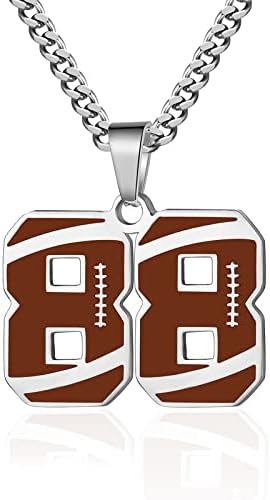 Zray Football Number Colar para atletas de meninos Jersey Número colar Chain de aço inoxidável prateado 22+2 polegadas