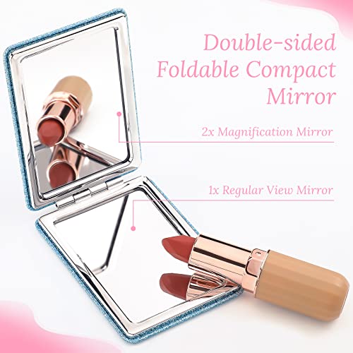 Painéis 8 PCs inspirados espelhos compactos Glitter Square Gifts para mulheres 1x/ 2x dupla face espelho de bolso cosmético