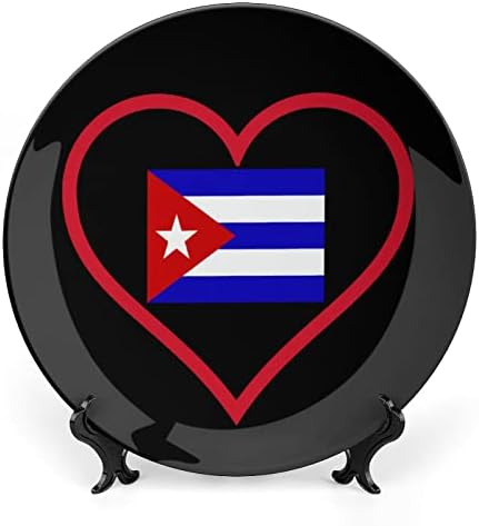 Eu amo Cuba Red Heart Ceramic Decorative Plate com exibição Stand pendurando um aniversário personalizado casamento presente festivo para casal os pais dele seu marido