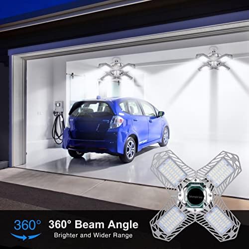 Urbery LED Garage Lights 150W, Ultra Bright LED Shop Light com 5 painéis ajustáveis, luzes de teto de garagem deformável