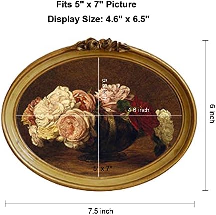 Cisoo Vintage Oval Picture Frame 5x7 Antique moldura de foto decorativa Tabela de pintura Display e decoração de casa pendurada