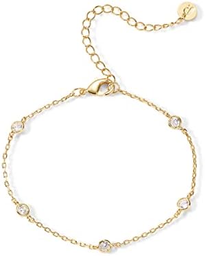 Pavoi 14K Gold ClatedClip/Curb/Figaro Chain Pulseira ajustável para mulheres