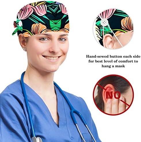 Capas de trabalho de tampa médica Capinho de trabalho com botões e cabelos arqueados Crowdle Scrunche Doodle em óculos de sol