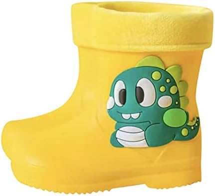 Qvkarw clássico infantil botas de chuva borracha de pvc com lã para crianças sapatos de água de água botas de chuva à prova d'água