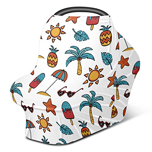 Capas de assento do carro para bebês guarda -costas de palmeira tropical Óculos de sol Pineax Starfish enfermagem