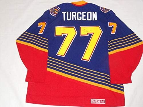 Pierre Turgeon assinou #77 Vintage CCM St. Louis Blues Jersey PSA COA - Jerseys autografados da NHL