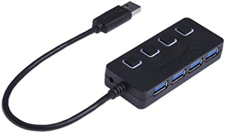 Hub 4 da porta 2.0 USB da TechSafe com interruptores de energia individuais com LEDs para o controlador Xbox 360/Xbox