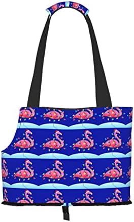 Transporte de viagem à face macia Bolsa de manuseio de mão-de-face Shining-Christmas-Flamingo Light portátil Pursa portátil de cães/gatos