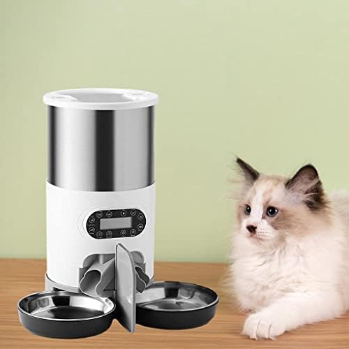 GARENDE Automático alimentador de gatos Dispensador de alimentos seco Gravando porção de controle de alimentos para cachorro gatinho cachorro coelhos pequenos animais, 4,5l tigelas duplas