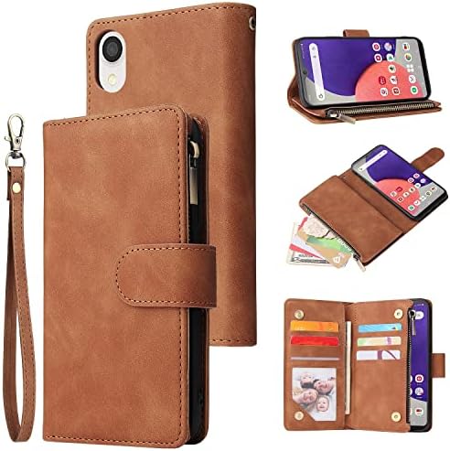 Casos de flip de smartphone compatíveis com a capa da carteira Samsung Galaxy A22E/A23E/A23S, caixa de carteira de couro suave de couro PU, 2 e 1 Multifuncional Zipper Flip Flip Style-Profim Case Ftone