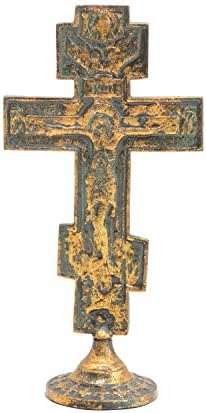 Cooperativa criativa 4 L x 2-1/2 W x 8 H Metal Vintage Reproduction Cross, acabamento de latão antigo