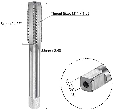 Uxcell Thread Milling Threading Tap M11 x 1,25, Máquina de Márica Márica HISS HSS 4 Flutas retas parafuso Torneira H2 Tocando Ferramenta