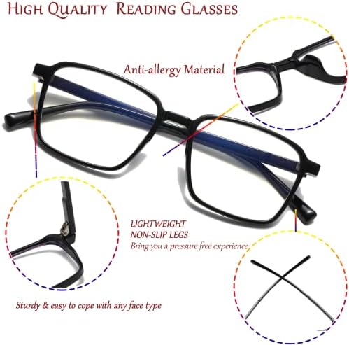 Viseng 6 Pacote de leitura de óculos Bloqueio de luz azul, leitores de computadores de brilho Moda Eyeglasses para homens + 1,5