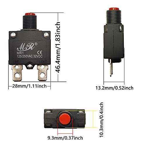 Chenghongxing 2pcs 125-250VAC 32VDC Push Butter Danjer 3amp Sobrecarga de sobrecarga Manual de Protetor Redefinir Térmico Discurtor 3a Fusível