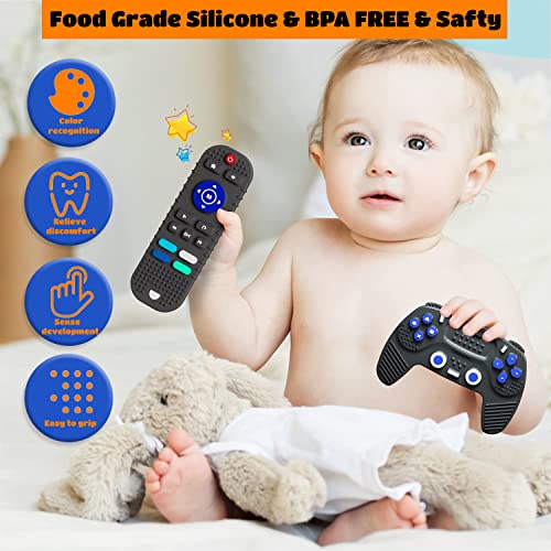 Tastlinder 2-pacote Brinquedos de mordomo bebê, TV de silicone Controle remoto Gamepad Grip Grip Grip Soft Towhe