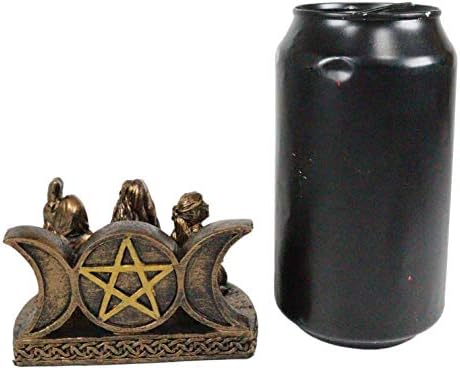 Ebros wiccan cósmico lua sagrada tripla deusa donzela expectante mãe e crone pentagrama decorativo titular de cartões de visita figurine organizador oculto forças sobrenaturais espirituais Wicca Decor Accent