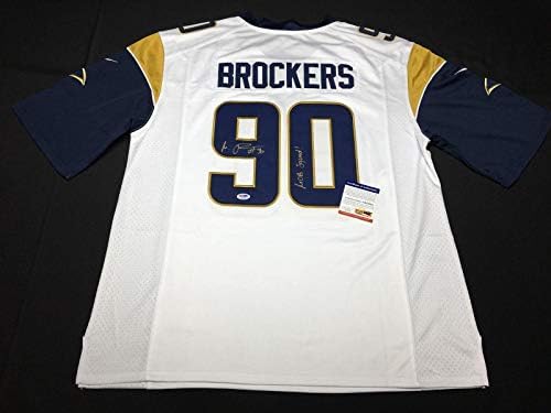 Michael Brockers assinou a camisa de futebol de Los Angeles Rams Esquadrão da Mob PSA 8A53055 - camisas da NFL autografadas