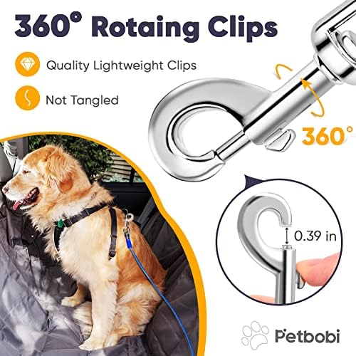 Petbobi Dog Car Utilize 32 polegadas, cinto de segurança de segurança para cães à prova de cães, chicotes de veículos de metal restrições com clipes duplos e fixação de trava, coleira de carro para cães, 2 pacote