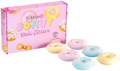 Bubble T Cosmetics Donut em forma de banho BOMBO BOMBRO DE BOMBRO DE BOMBER GREST, Coleção de 6 peças embalada com aromas doces e frutados, 6 x 58g