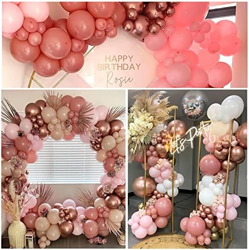 Bbeipulas 83pcs Dusty Rose Balloon Garland 12 polegadas Rose Rose Pink Balão para Boho Rainbow Party Baby Shower Decorações