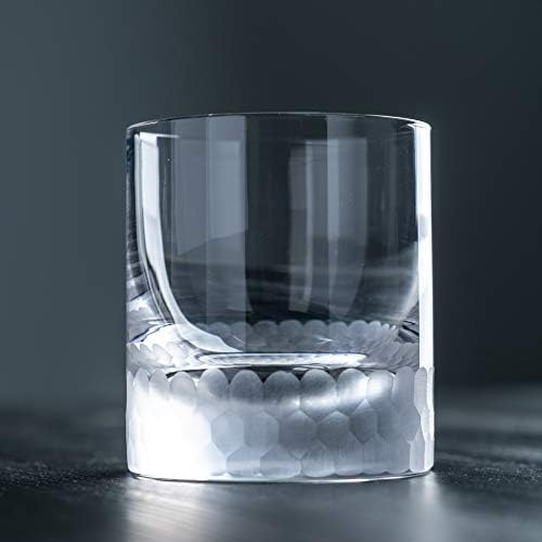 Coquetéis de cocktail de colméia AMEHLA - conjunto de vidro de uísque de uísque martelado à mão - copos de uísque de cristal artesanal - copo de rochas antiquadas duplas de 12 onças - conjunto de vidro de bebida pesada com peso pesado