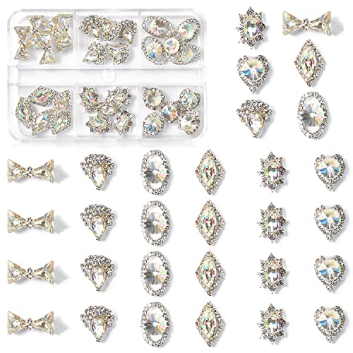 Danneasy 30pcs unhas gemas de prego 3d encharms unhas strassnestones vidro cristal unha diamante jóias unhas de unhas de ouro design 3d unhas cidrões de unhas de decoração de unhas acessórios para unhas diy unhas artesanato artesanal