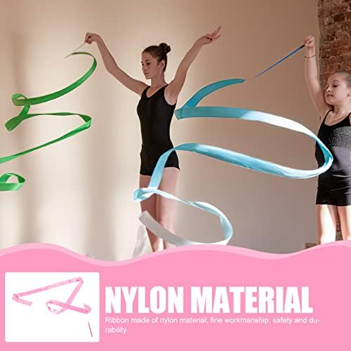 Inoomp 6pcs Wand Dança Fita de dança Colorido Danomers de Fita Colorido Treinamento de Ginástica Ribbon Sticks de Fita